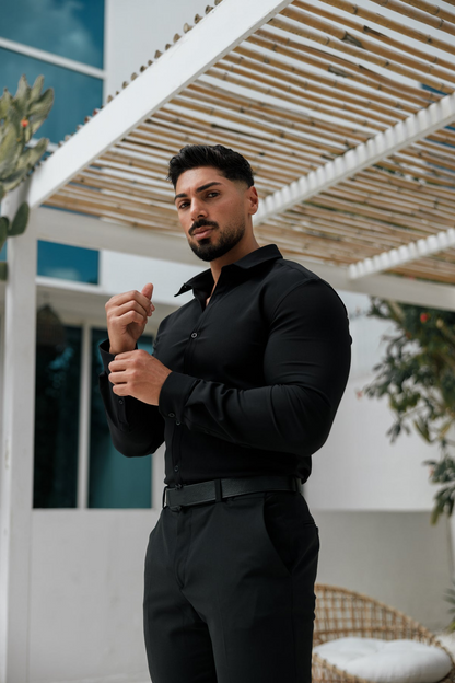 Cuba long sleeves Shirt - Black