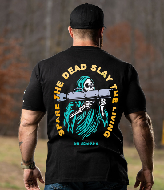 SLAY THE LIVING TEE (BLK-REG)