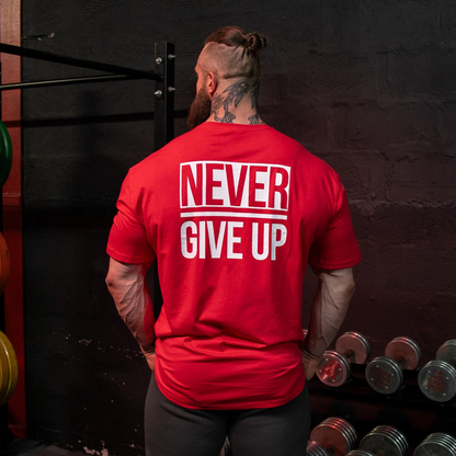 Never Give up tee (RED-OS)