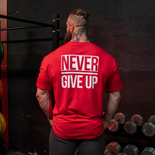 Never Give up tee (RED-OS)